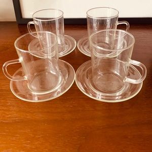 Mid century tea cup and saucer set of four